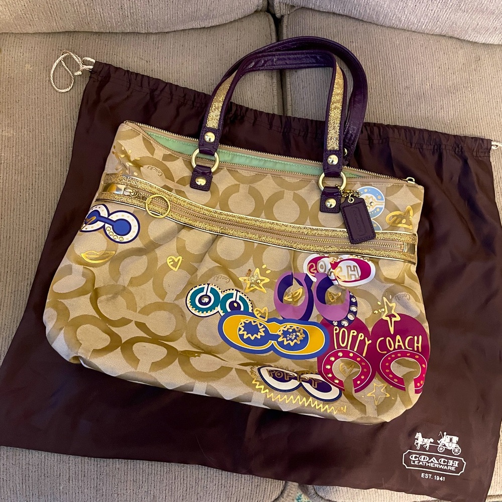 Coach Poppy Graffiti Appliqué Glam Tote
